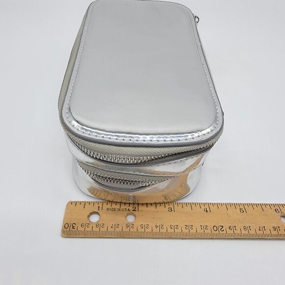 Paco Rabanne Metallic Silver Pouch Travel Bag Vanity Case Wristlet - Picture 5 of 10